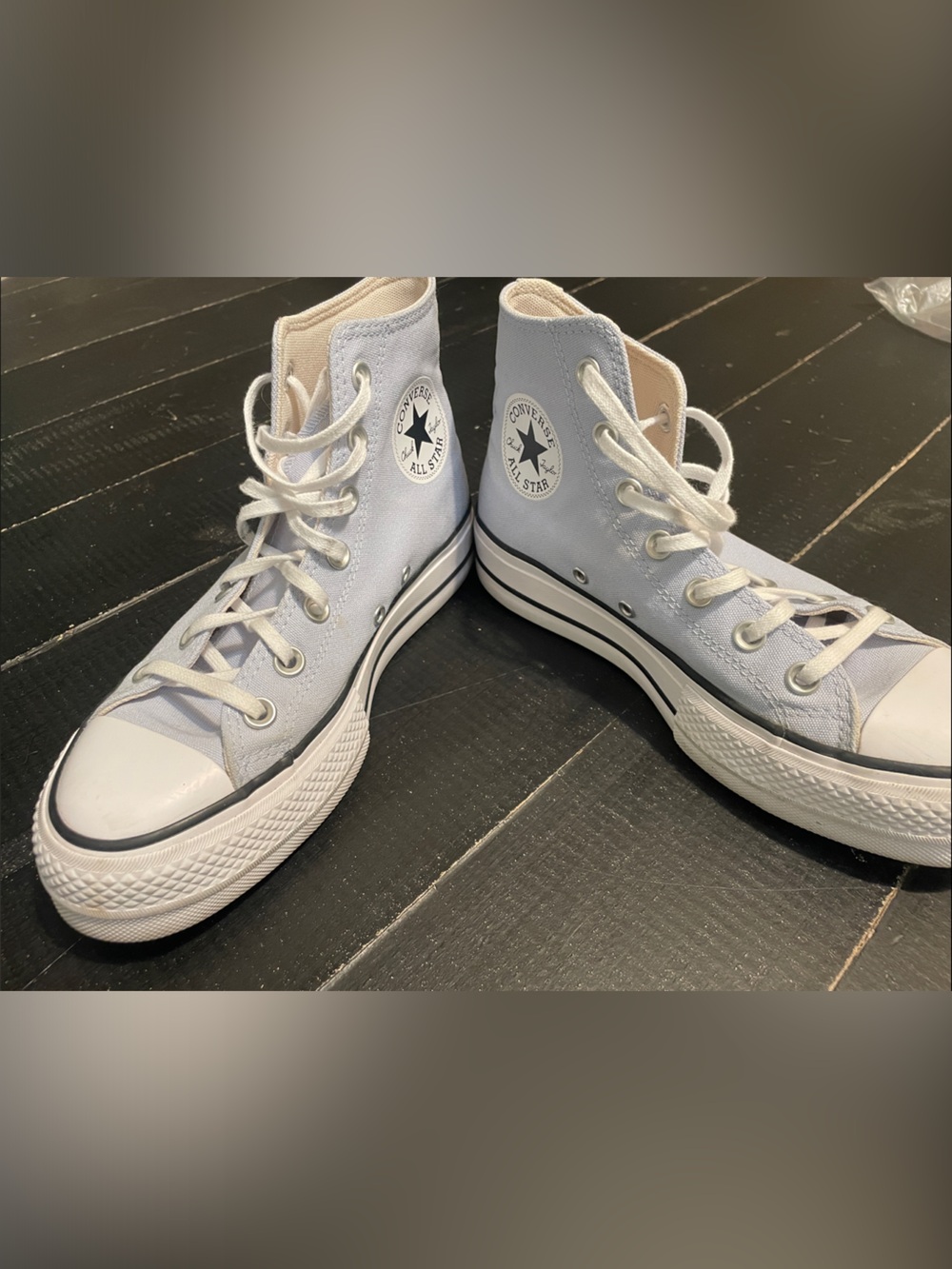 Converse High Top Sneakers in Pale Blue and White